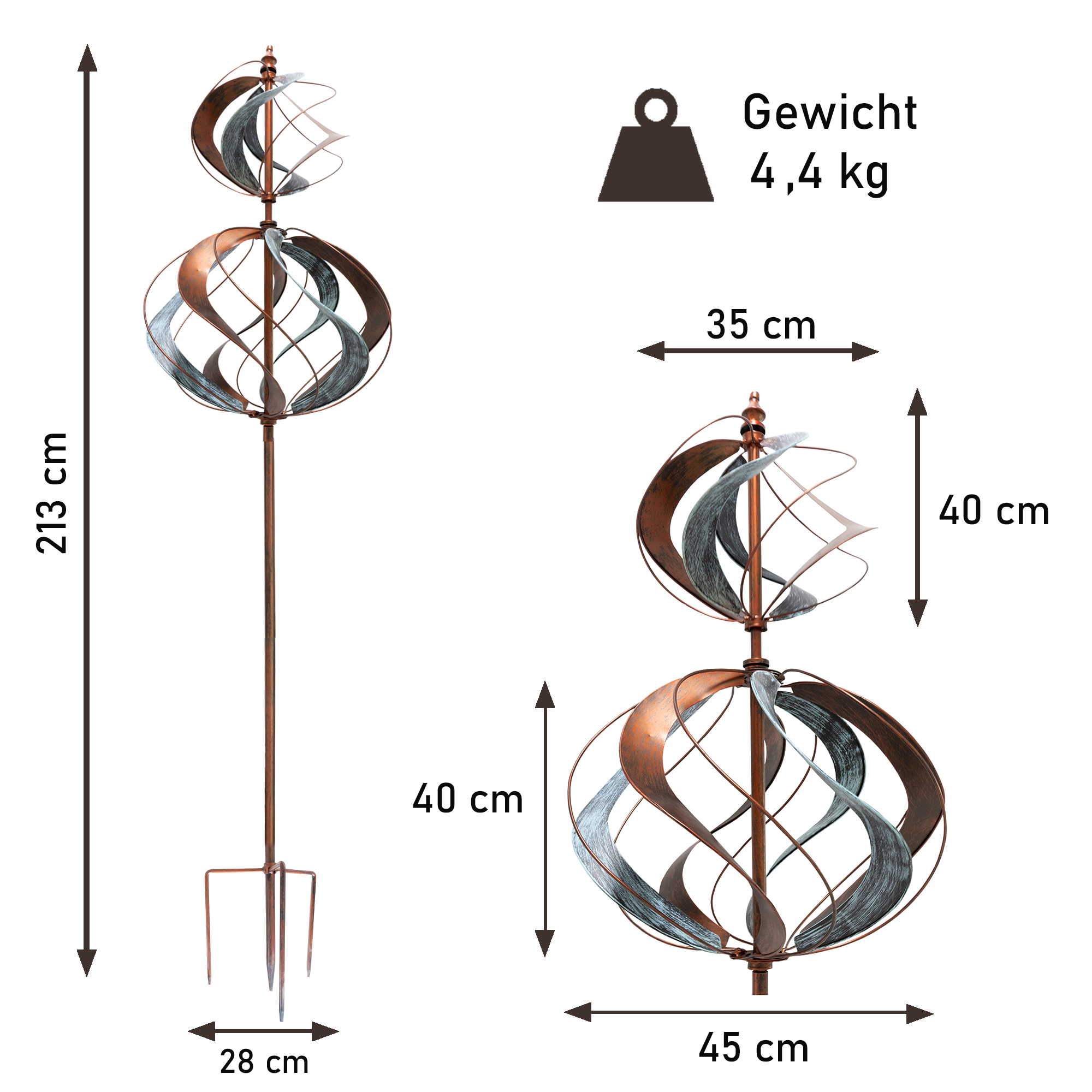 Windrad “Tulip” mit 2 gegenläufigen Rotoren, Gartendeko, 213 cm hoch NA187 Windrad “Tulip” mit 2 gegenläufigen Rotoren, Gartendeko, 213 cm hoch NA187