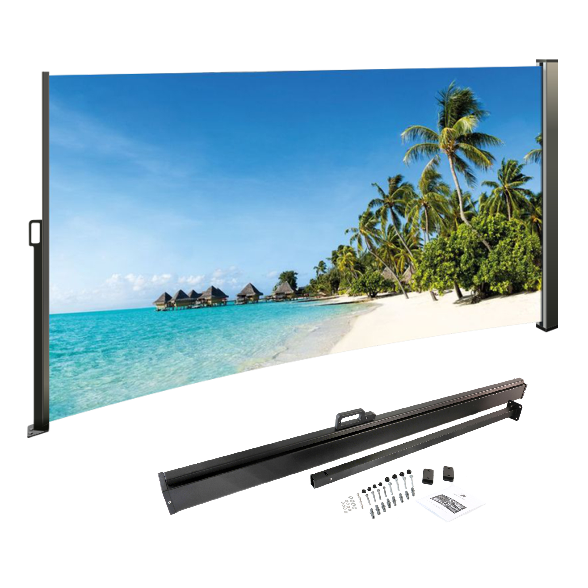 Seitenmarkise ausziehbar links, 180 cm hoch, Seitenrollo mit Fotodruck Südsee NA099-R Seitenmarkise ausziehbar links, 180 cm hoch, Seitenrollo mit Fotodruck Südsee NA099-R