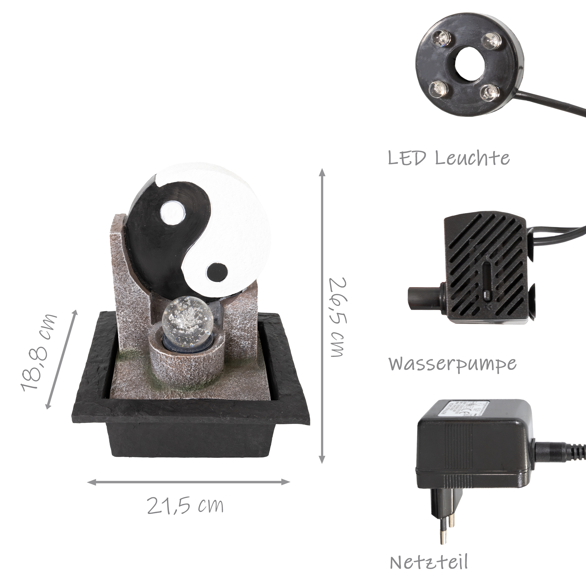 Zimmerbrunnen mit LED-Beleuchtung, Dekobrunnen “Yin Yang” für die Wohnung NA196 Zimmerbrunnen mit LED-Beleuchtung, Dekobrunnen “Yin Yang” für die Wohnung NA196
