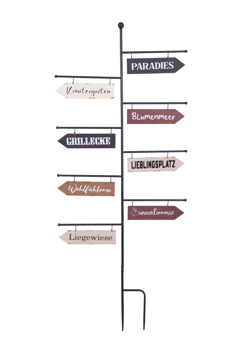 Gartenschild Wegweiser, 8 Planken beschriftet, Eisenschild, Metallschild 125 cm hoch HI-314734 Gartenschild Wegweiser, 8 Planken beschriftet, Eisenschild, Metallschild 125 cm hoch HI-314734
